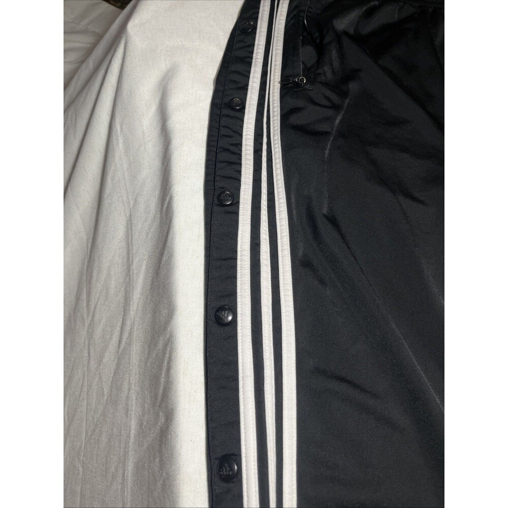 Vintage 90s Adidas Break Away Snap Pants Large Black Basketball Straight Leg - Picture 2 of 8